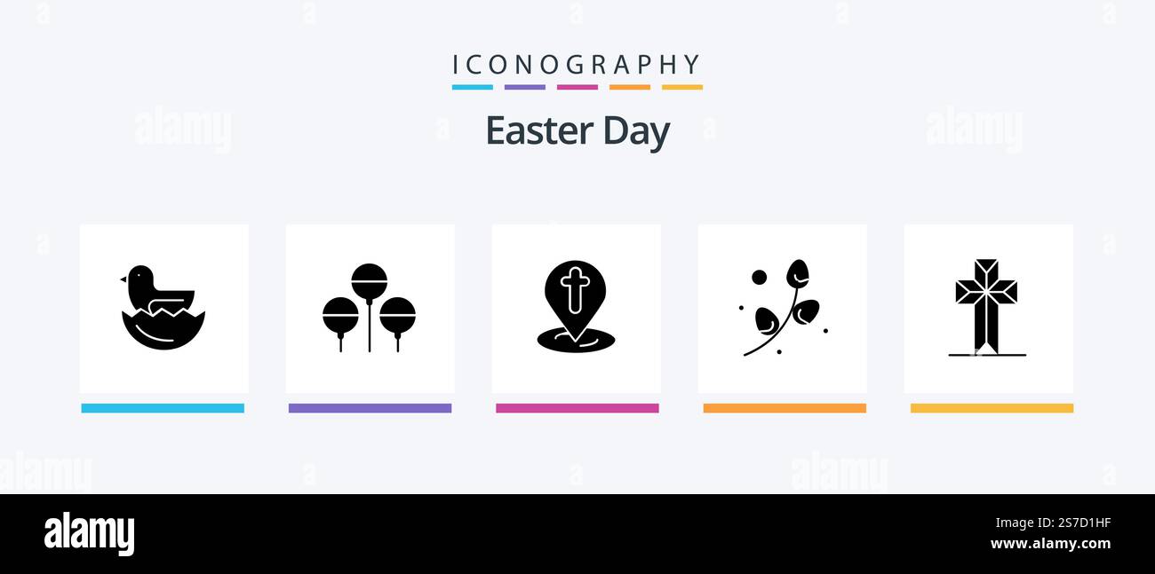 Easter Glyph 5 Icon Pack Including easter. christian. easter. celebration. easter. Creative Icons Design Stock Vector