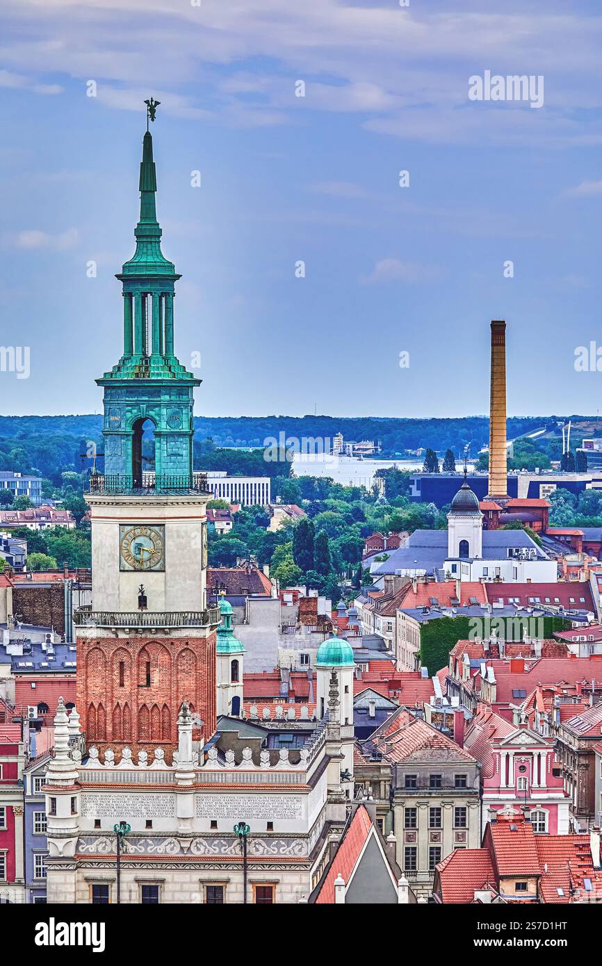 Poznan Town Hall and clock bell tower in historic city hall, located at the Poznan Old Market Square, Poznan, Poland, Europe Stock Photo