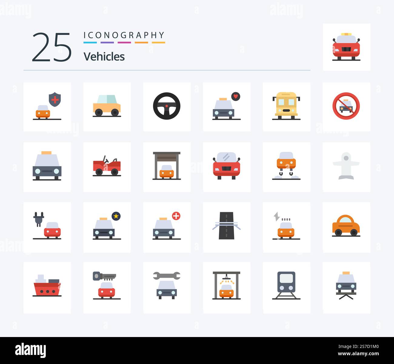 Vehicles 25 Flat Color icon pack including disabled. transport ...
