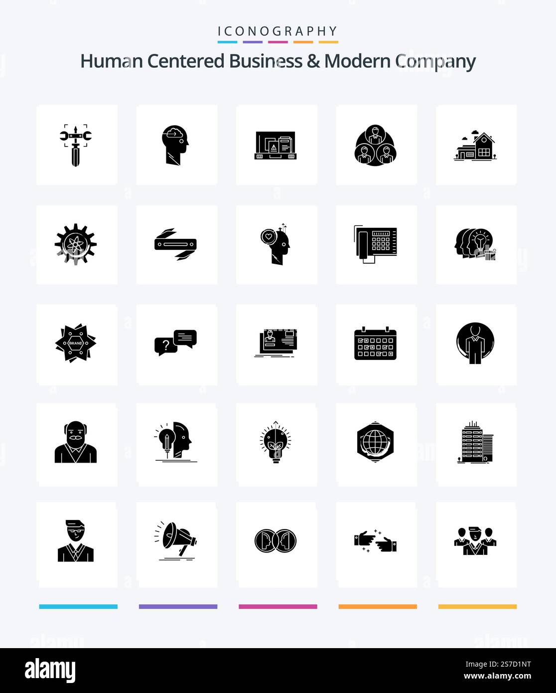 Creative Human Centered Business And Modern Company 25 Glyph Solid Black icon pack  Such As home. clone. user. gang. briefcase Stock Vector