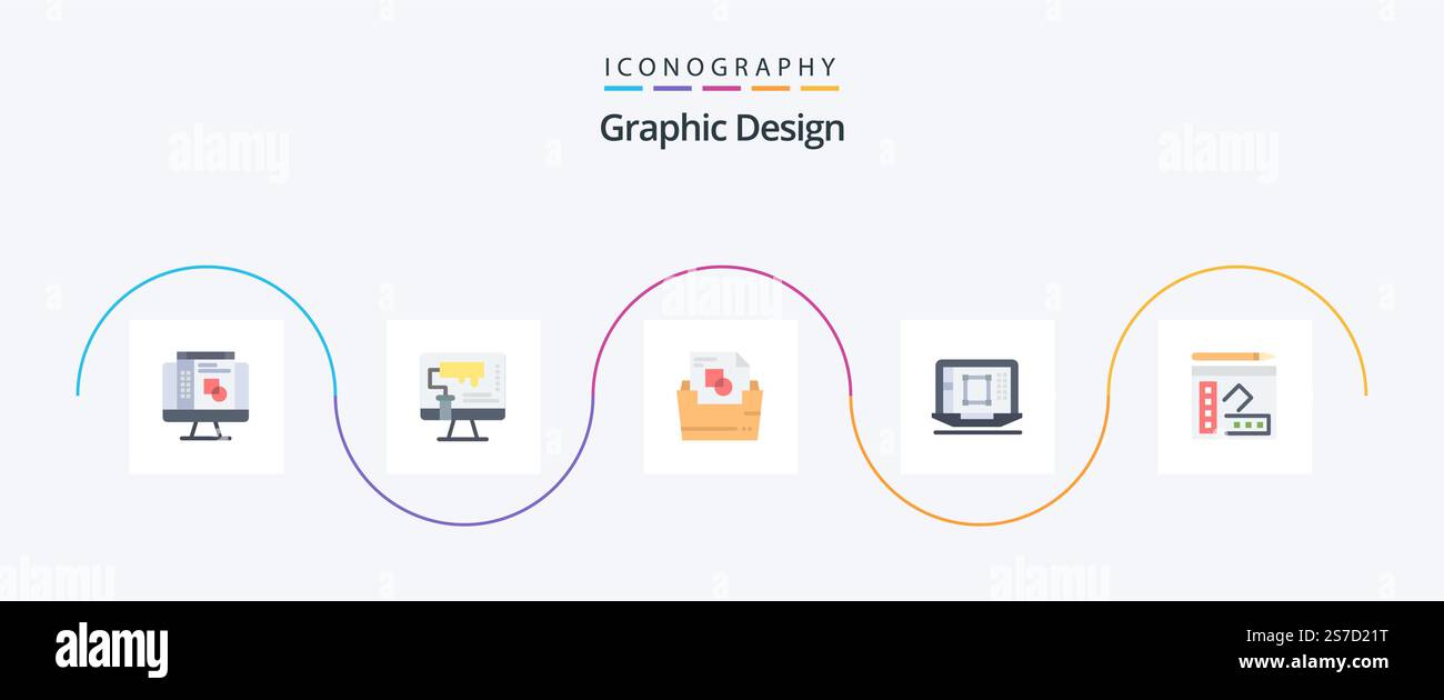 Graphic Design Flat 5 Icon Pack Including book. enhance. document ...