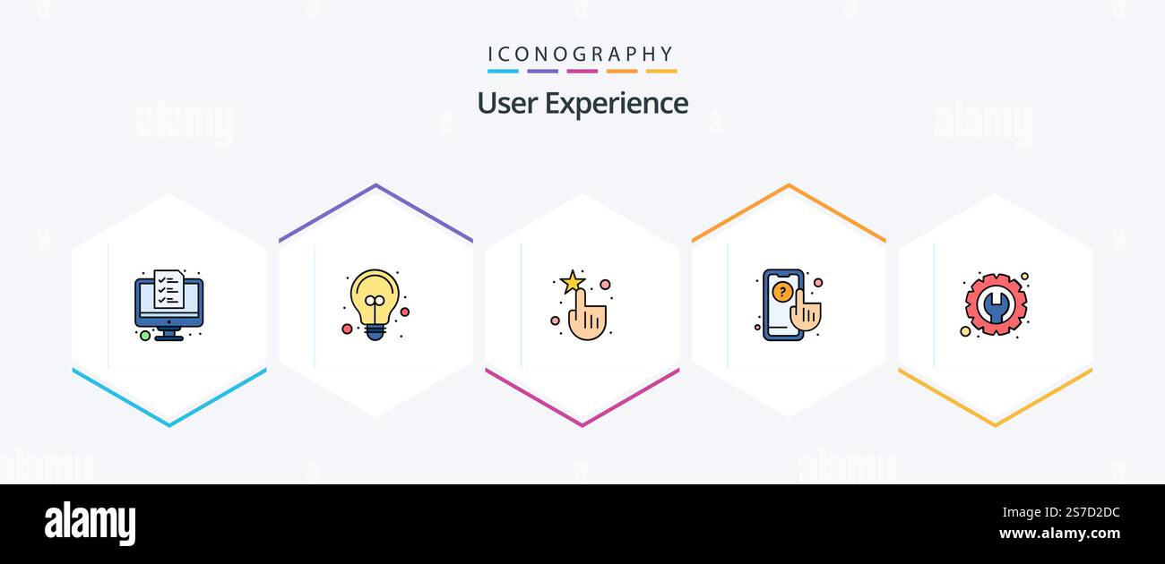 User Experience 25 FilledLine icon pack including tools. settings. interface. gear. silhouette Stock Vector