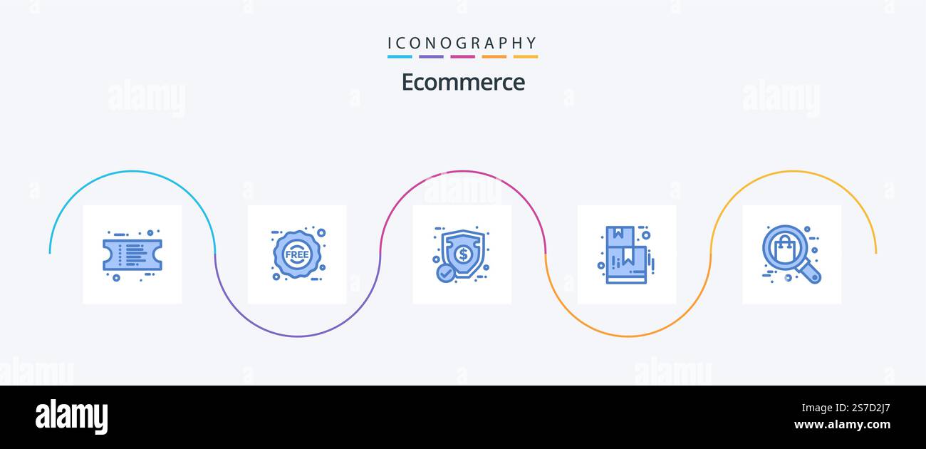 Ecommerce Blue 5 Icon Pack Including shop. gift. ecommerce. browse. ecommerce Stock Vector