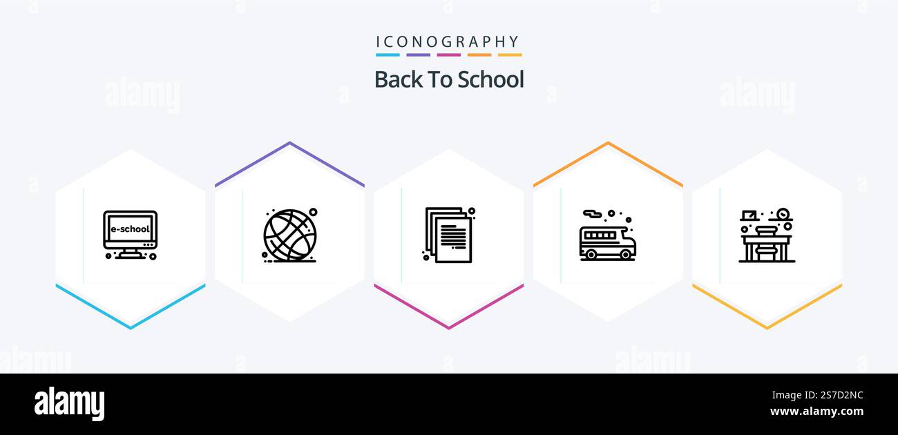 Back To School 25 Line icon pack including education. transportation ...