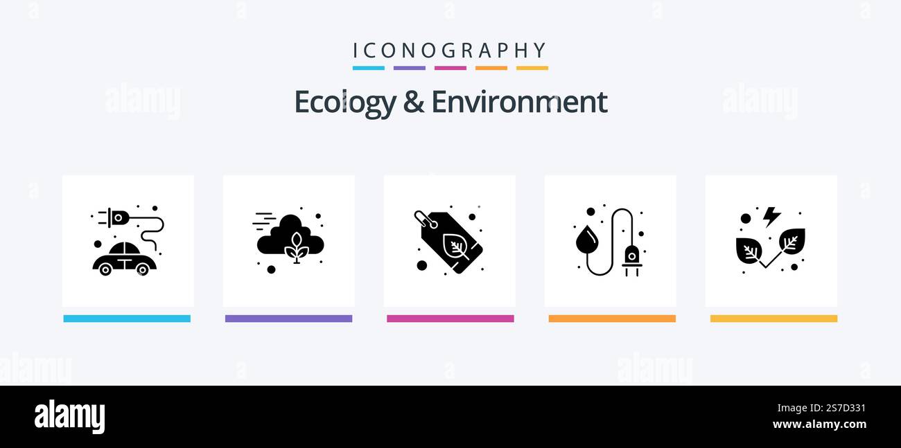Ecology And Environment Glyph 5 Icon Pack Including leaves. water ...