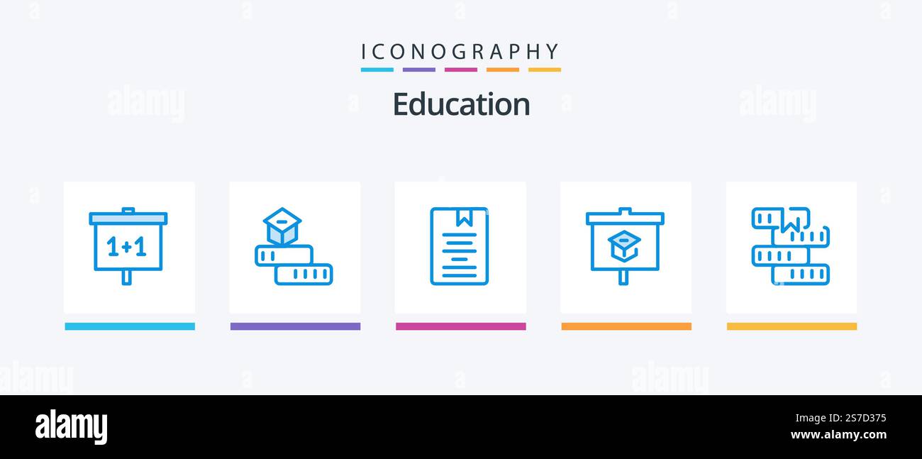 Education Blue 5 Icon Pack Including presentation. chart. school ...