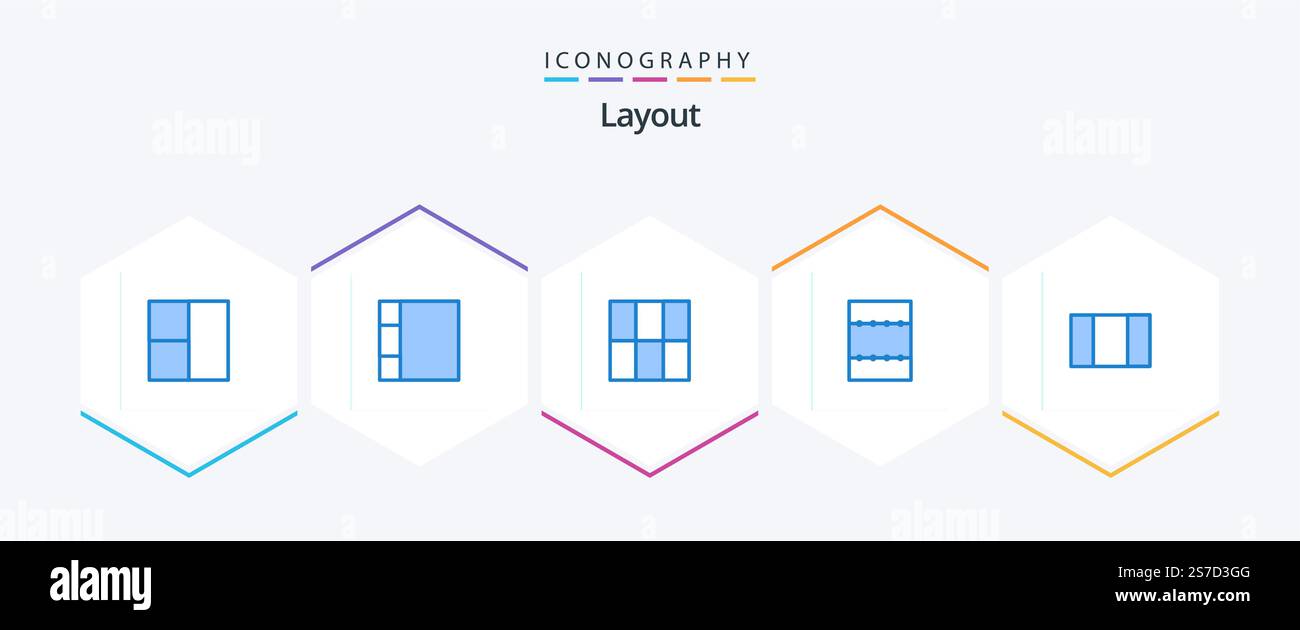 Layout 25 Blue icon pack including . Stock Vector