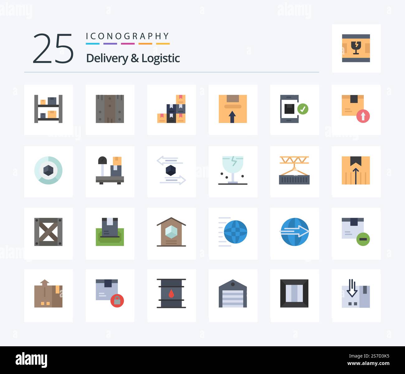 Delivery And Logistic 25 Flat Color icon pack including logistic ...