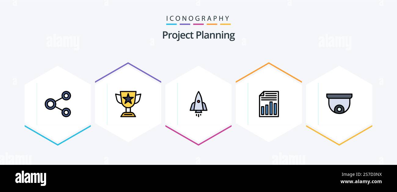 Project Planing 25 FilledLine icon pack including page. document. prize ...