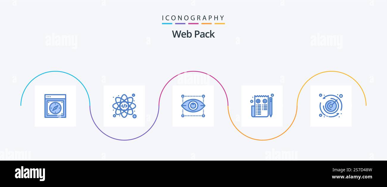 Web Pack Blue 5 Icon Pack Including time. web. creativity. page. browser Stock Vector