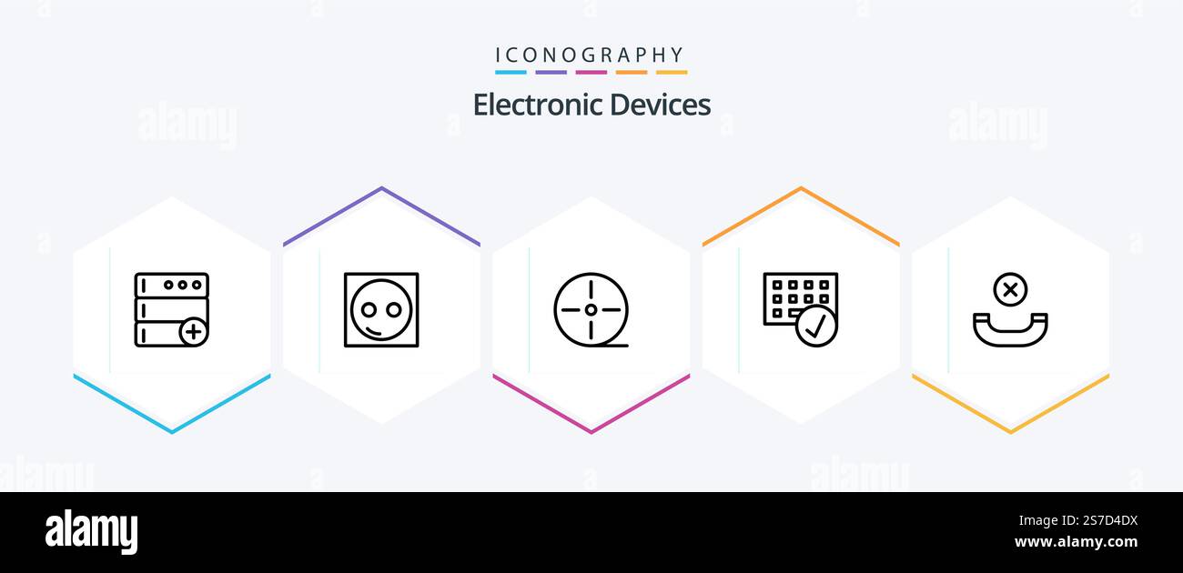 Devices 25 Line icon pack including call. gadget. devices. devices. computers Stock Vector