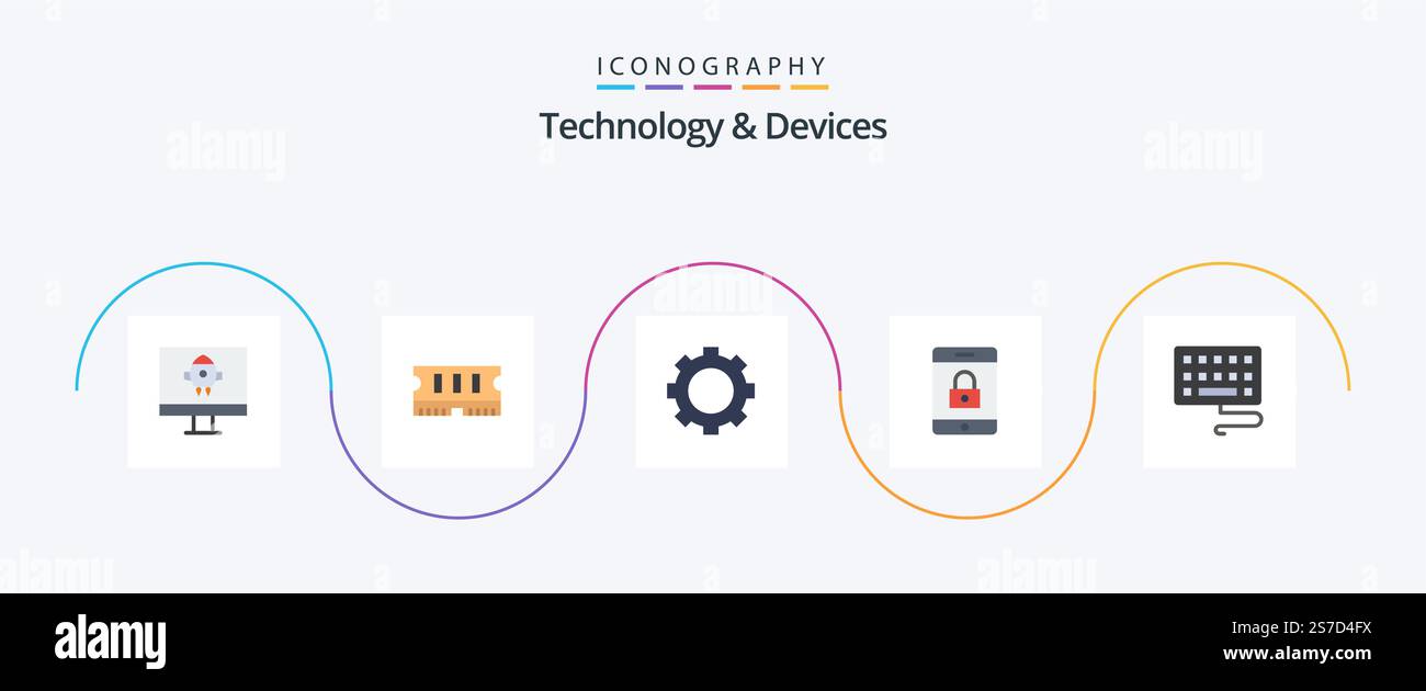 Devices Flat 5 Icon Pack Including . set. type. mobile Stock Vector ...