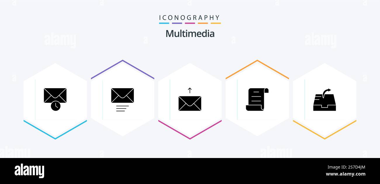 Multimedia 25 Glyph icon pack including . script. Stock Vector