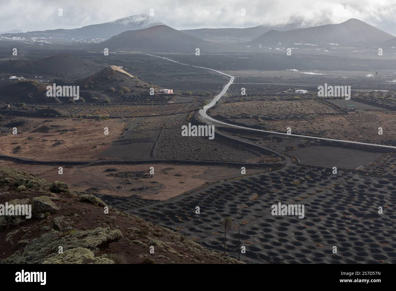 Lanzarote Landscape Road Stock Photo