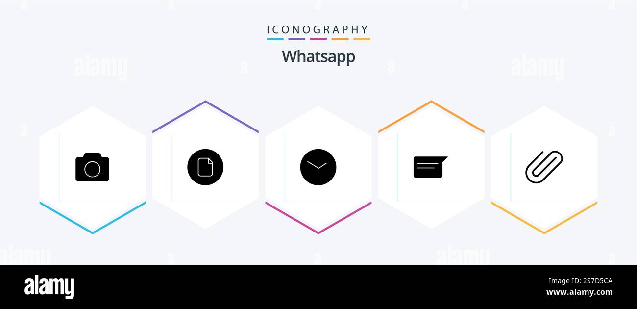 Whatsapp 25 Glyph icon pack including attach. ui. basic. chatting. chat Stock Vector