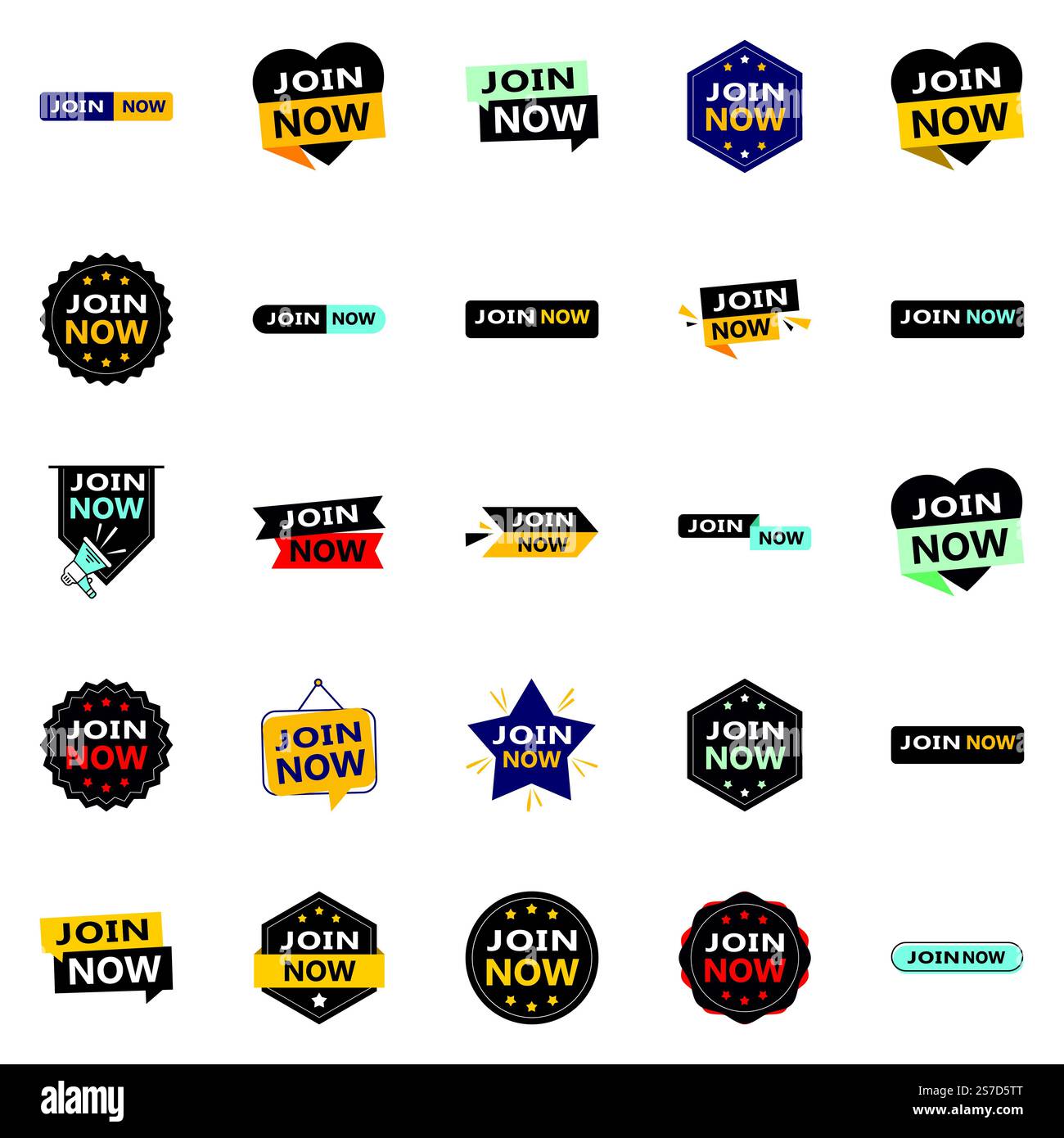 Join Now 25 High quality Typographic Elements to drive sign ups Stock Vector