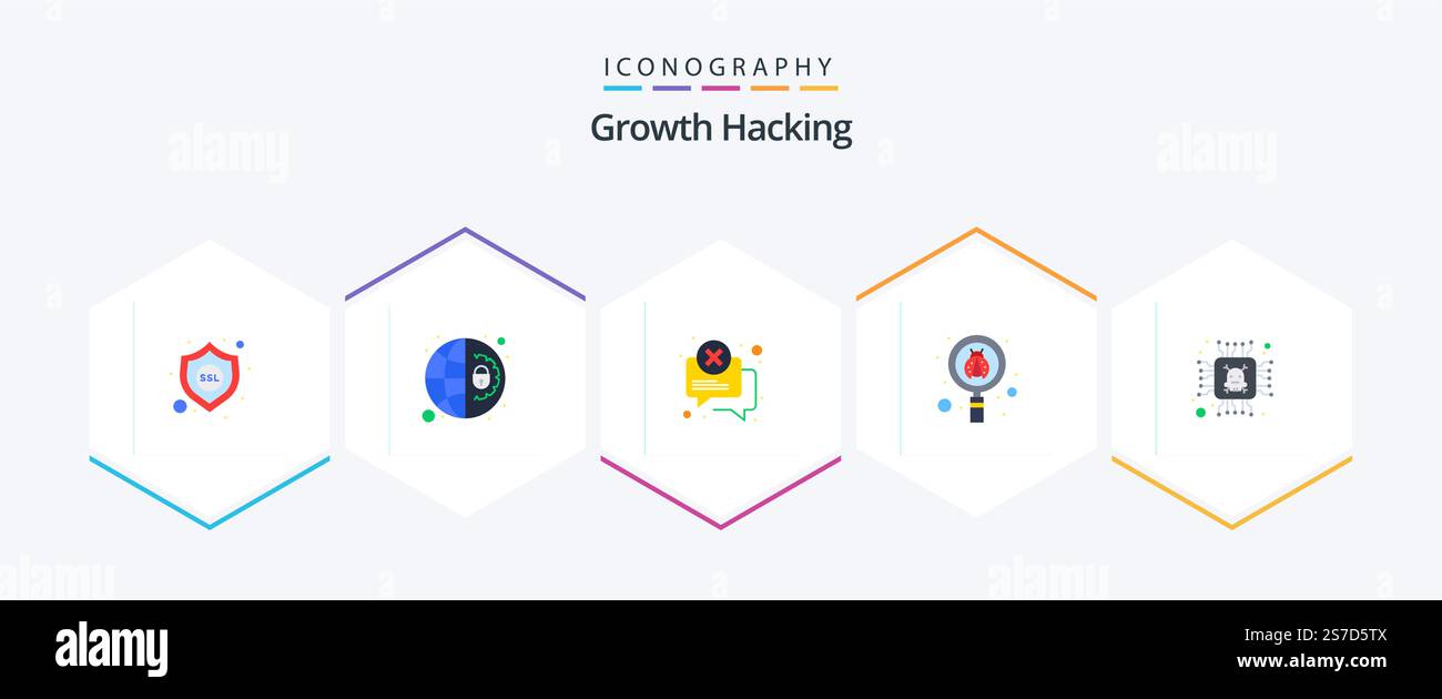 Hacking 25 Flat icon pack including error. chip. chat. virus. scan Stock Vector