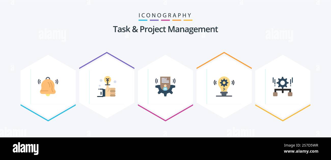 Task And Project Management 25 Flat icon pack including management. configuration. user. setting. idea Stock Vector