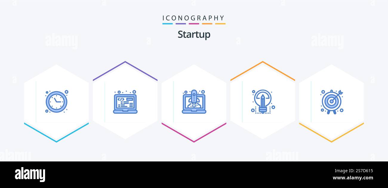 Startup 25 Blue icon pack including goal. sharing. boost. share. creative Stock Vector