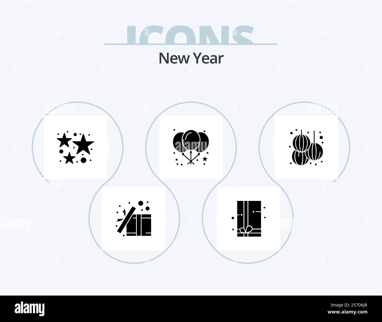 New Year Glyph Icon Pack 5 Icon Design. lantern. party. celebration ...
