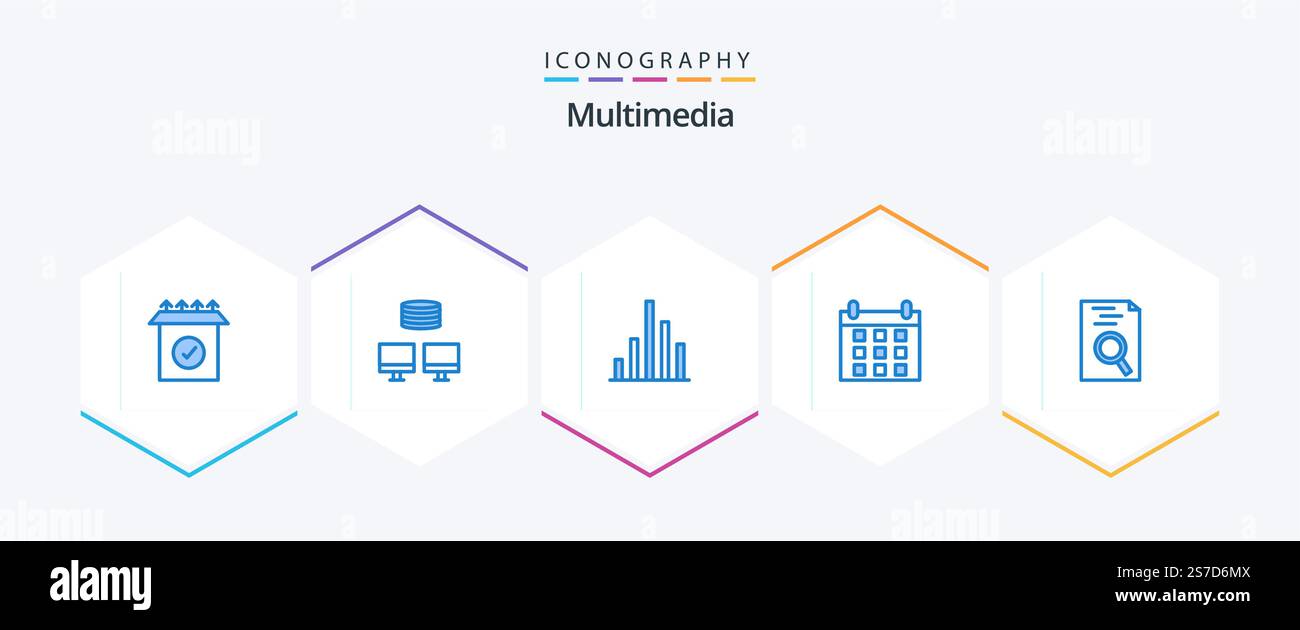 Multimedia 25 Blue icon pack including . . inspect. search. hr Stock ...