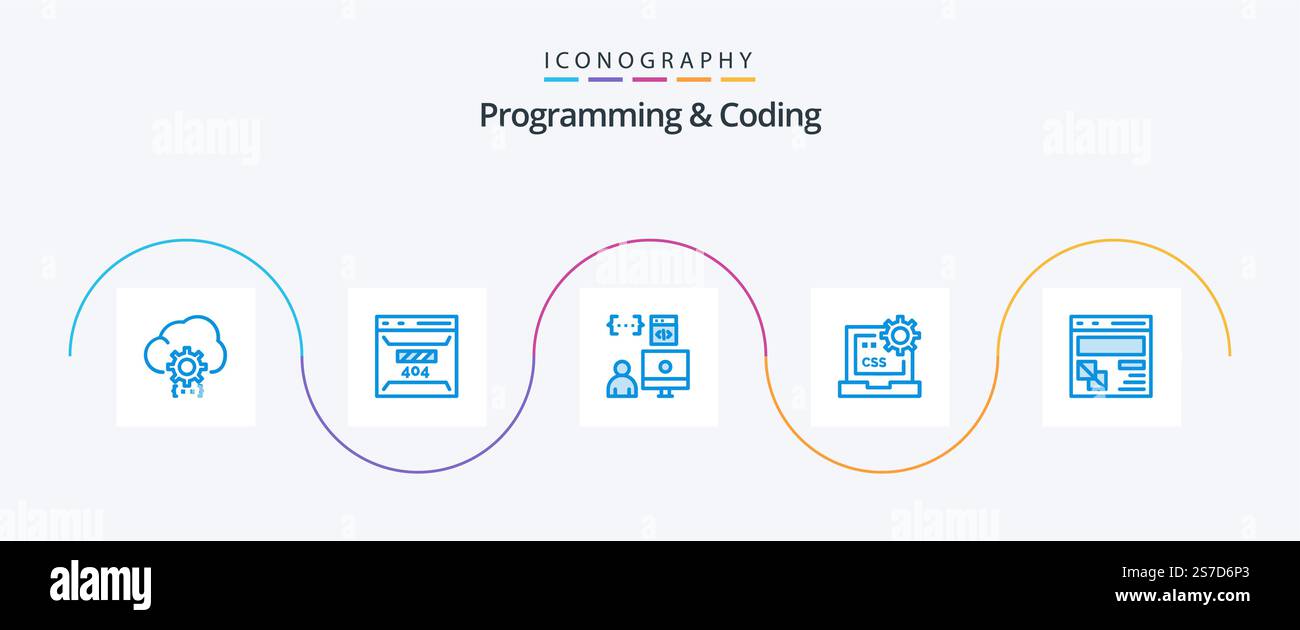 Programming And Coding Blue 5 Icon Pack Including css. code. page ...