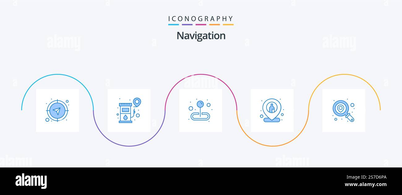 Navigation Blue 5 Icon Pack Including pin. location. map. bar location ...