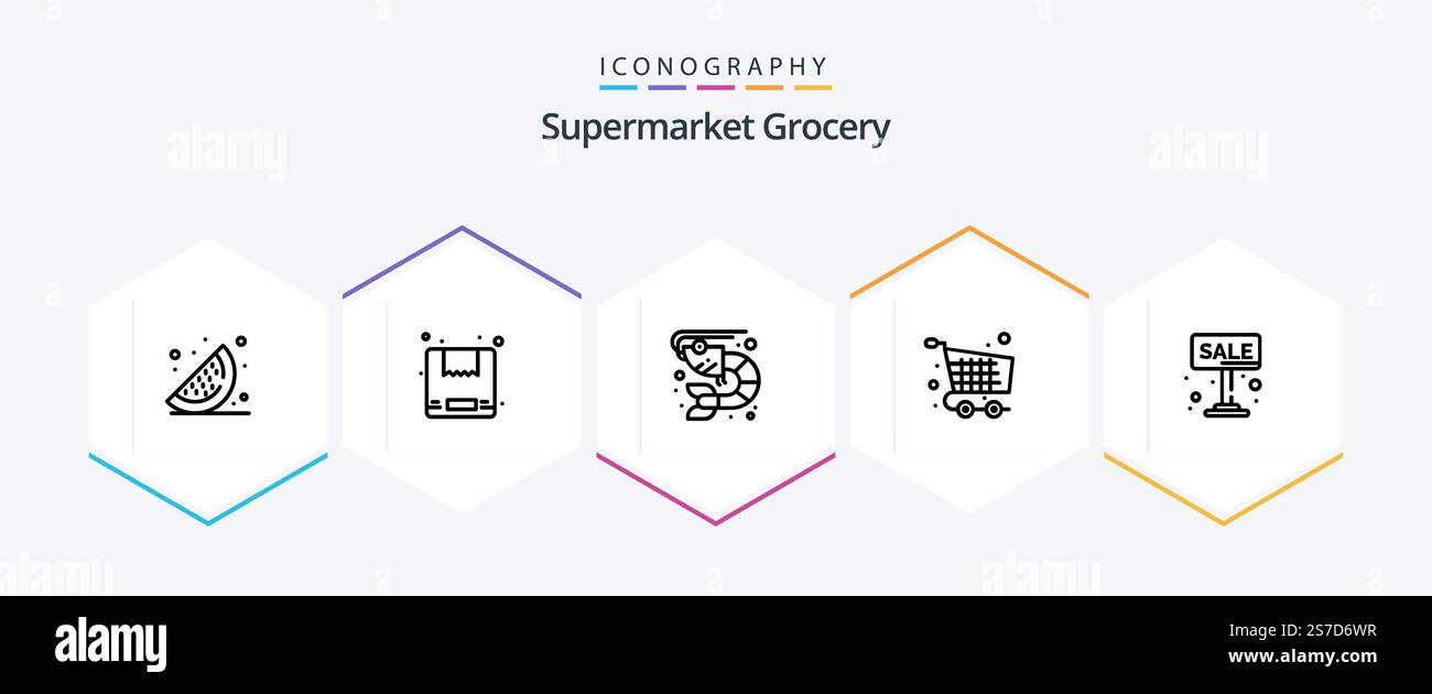 Grocery 25 Line icon pack including board. sale. sea. checkout ...
