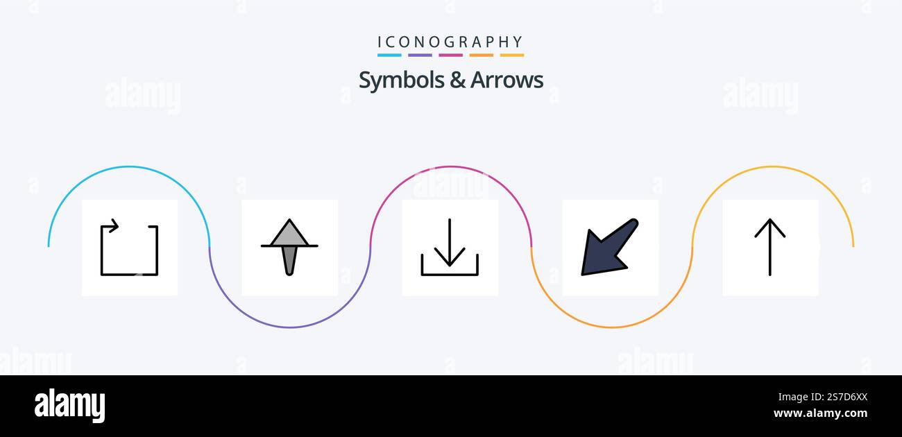 Symbols and Arrows Line Filled Flat 5 Icon Pack Including . arrow. up ...