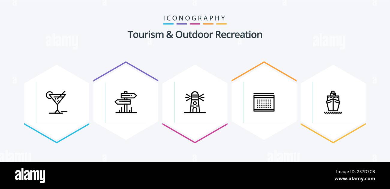 Tourism And Outdoor Recreation 25 Line icon pack including ship ...
