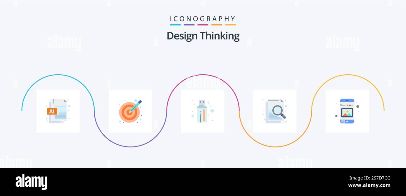 Design Thinking Flat 5 Icon Pack Including picture. mobile. connector ...