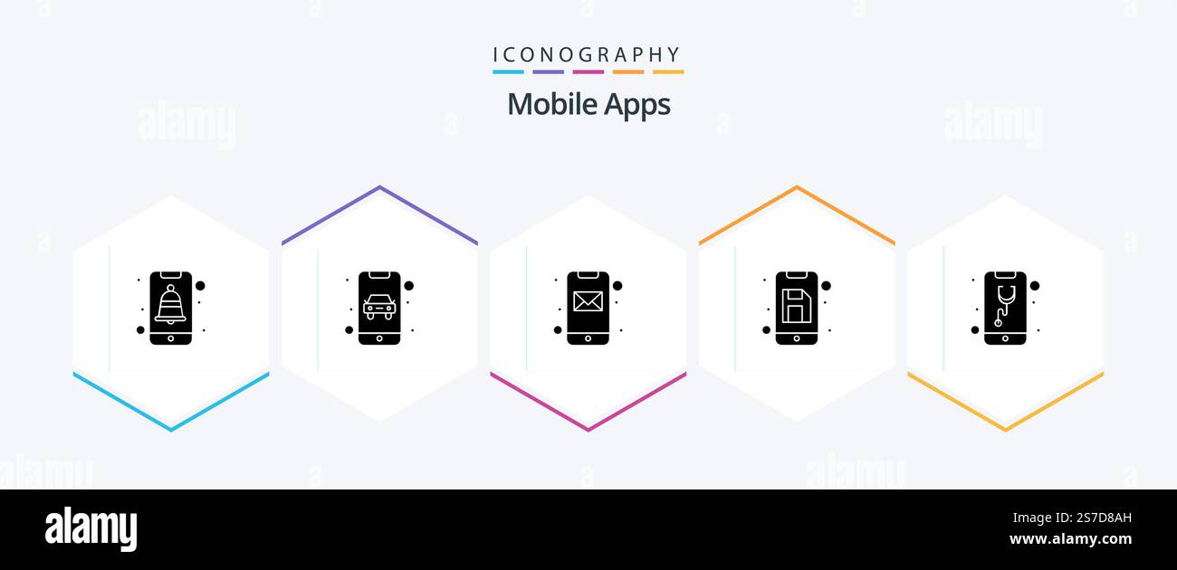 Mobile Apps 25 Glyph icon pack including medical. app. app. memory disk. app Stock Vector