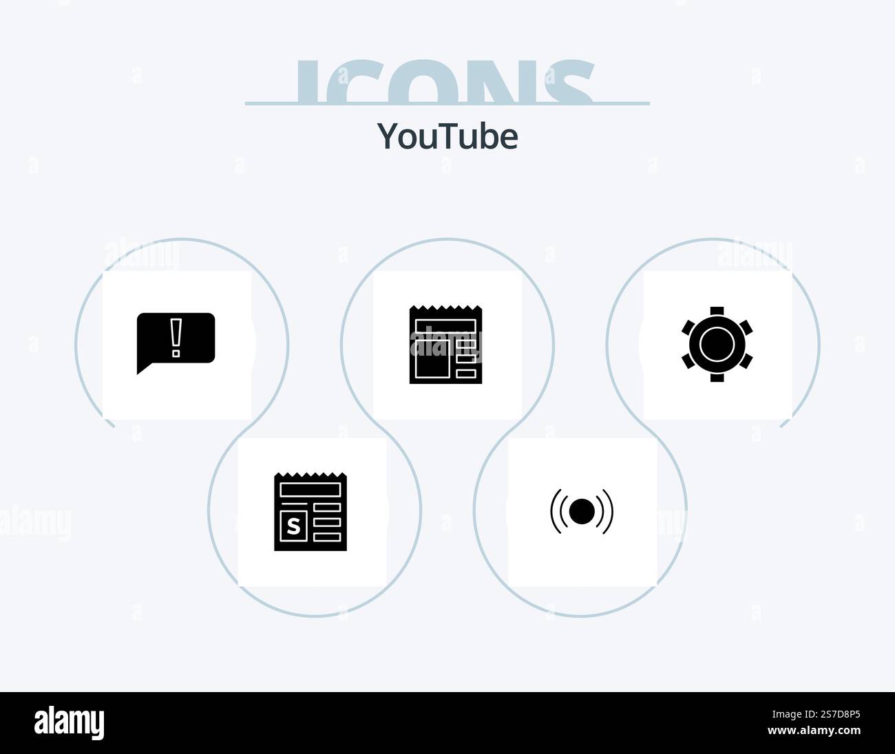 Youtube Glyph Icon Pack 5 Icon Design. basic. ui. ux. basic. ui Stock Vector
