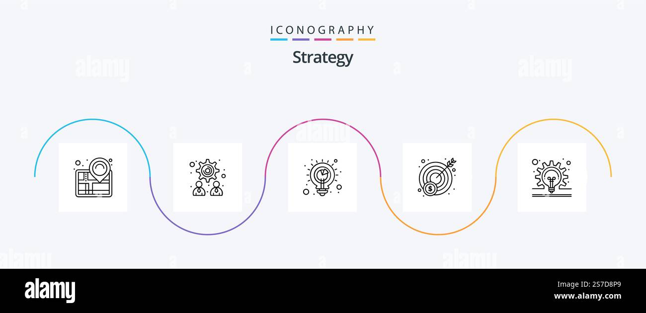 Strategy Line 5 Icon Pack Including idea. concept. solution. bulb ...