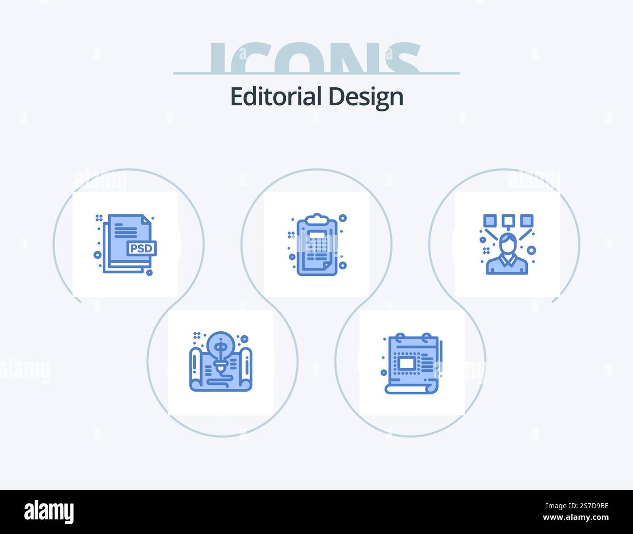 Editorial Design Blue Icon Pack 5 Icon Design. document. clipboard ...