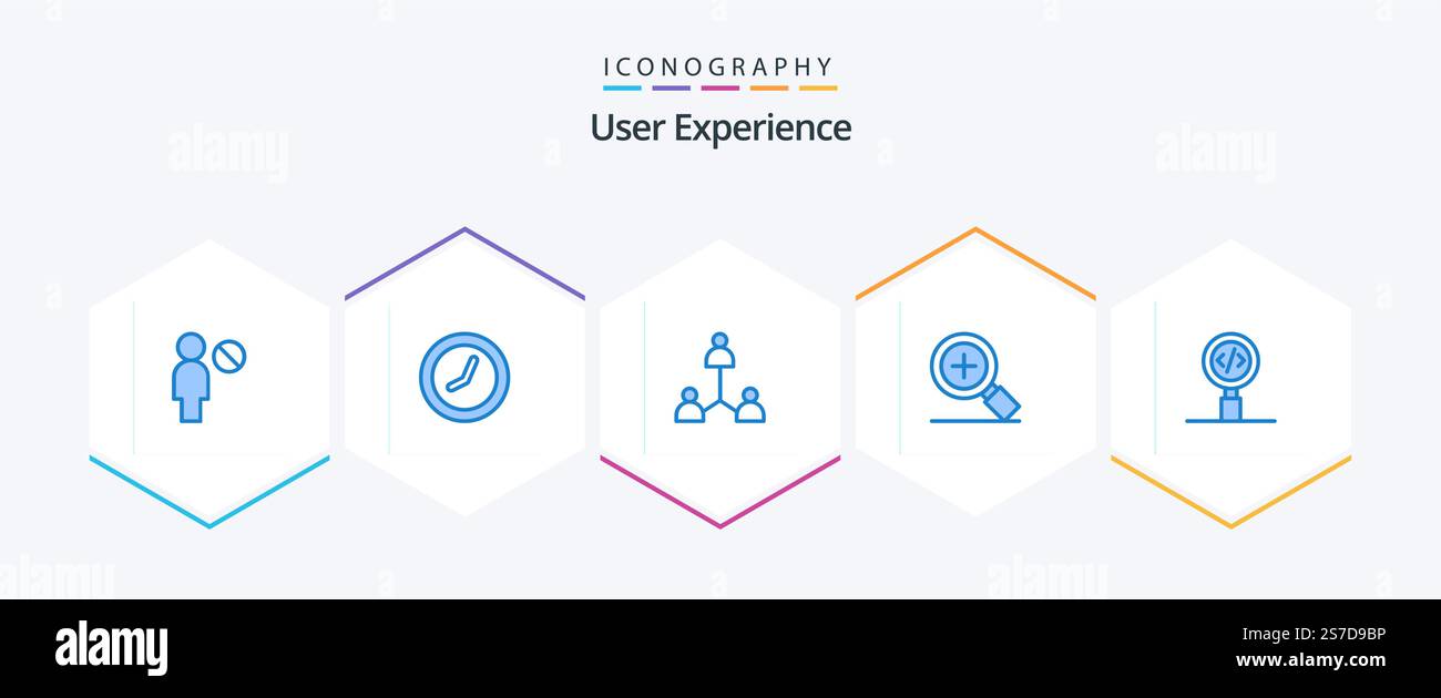 User Experience 25 Blue icon pack including programming. coding. network. code. plus Stock Vector