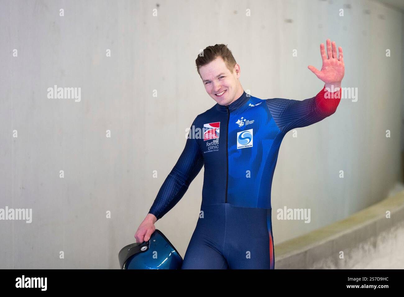 Brad Hall (Großbritannien) im Ziel, AUT, IBSF Bob Weltcup Innsbruck ...