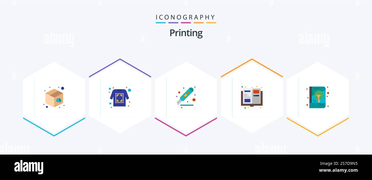 Printing 25 Flat icon pack including brand identity. magazine. cut ...