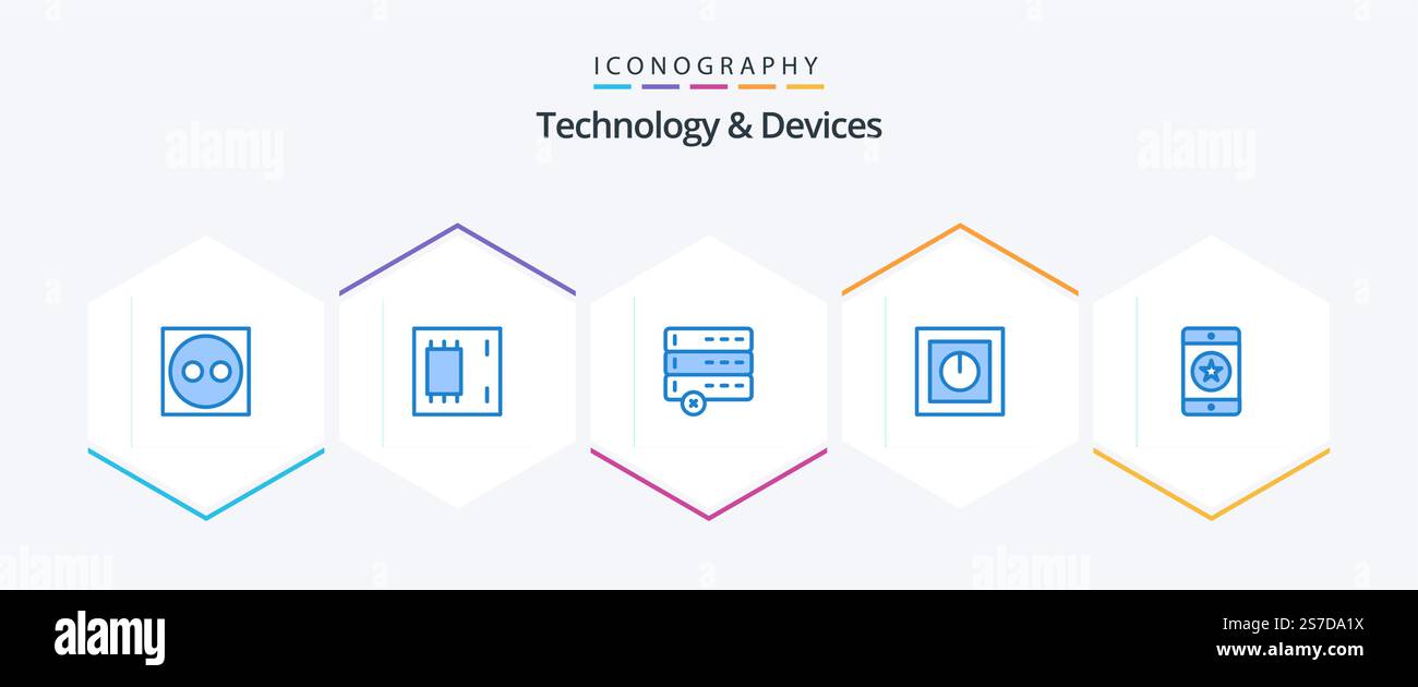 Devices 25 Blue icon pack including devices. technology. cancel. safe. electronics Stock Vector