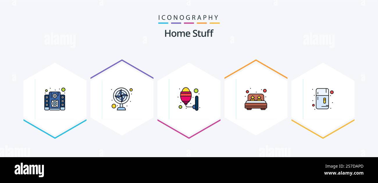 Home Stuff 25 FilledLine icon pack including fridge. bed room. lamp ...