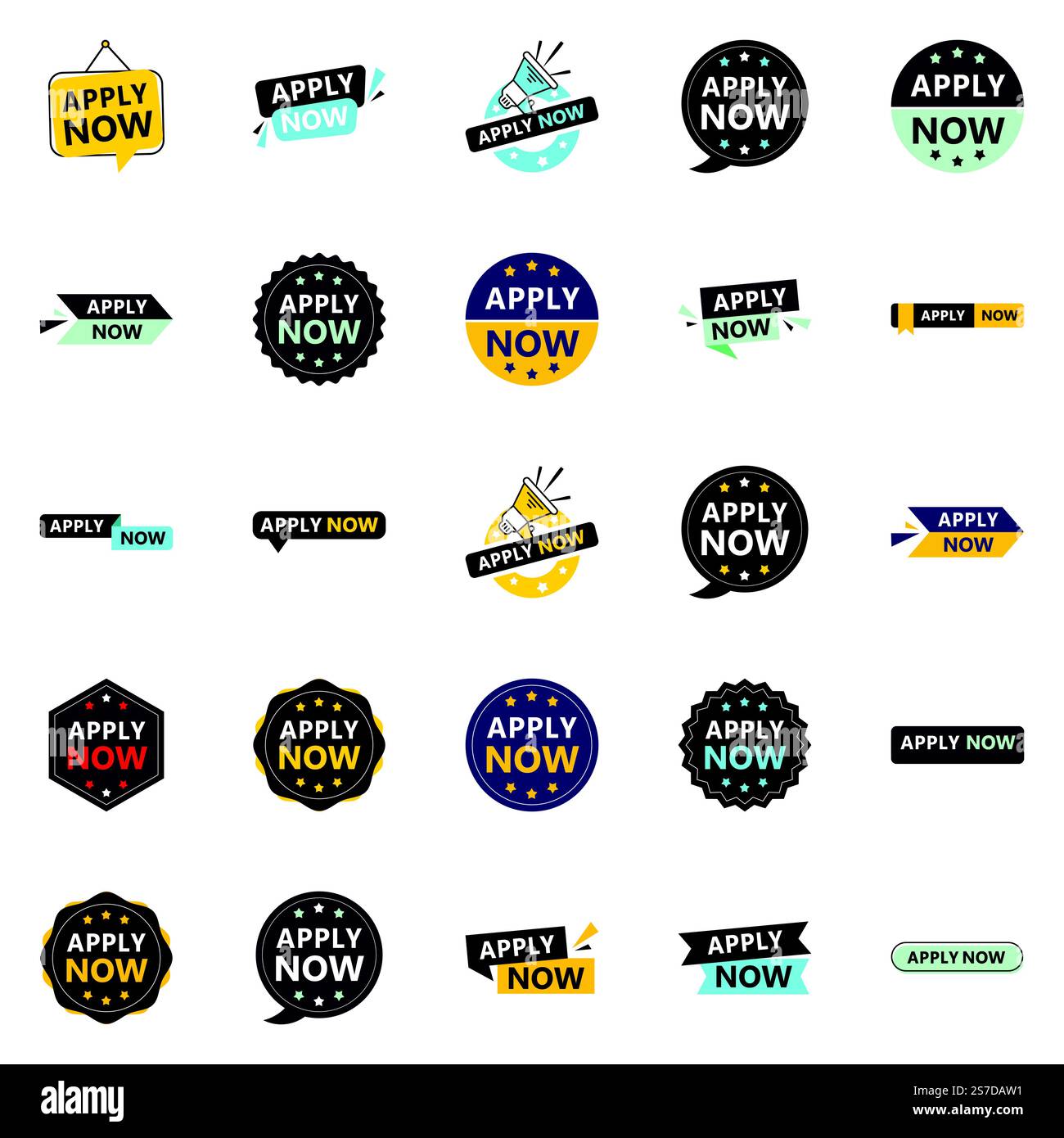 Promote Your Opportunities in Style with Our Pack of 25 Apply Now Banners Stock Vector
