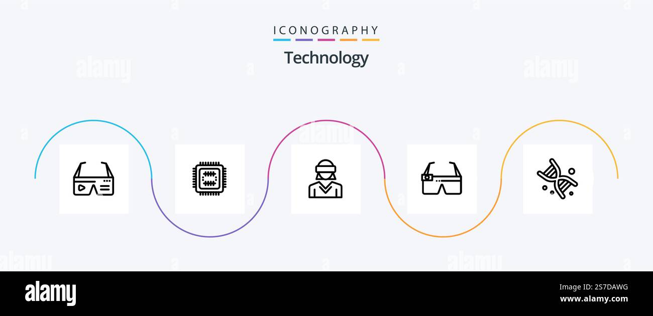 Technology Line 5 Icon Pack Including smart. glasses. cpu. device ...