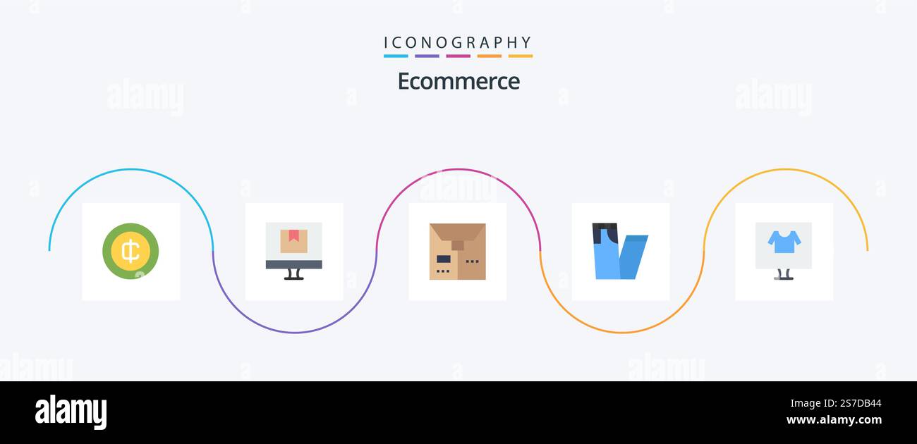 Ecommerce Flat 5 Icon Pack Including e. apparel. online. pants. fashion ...