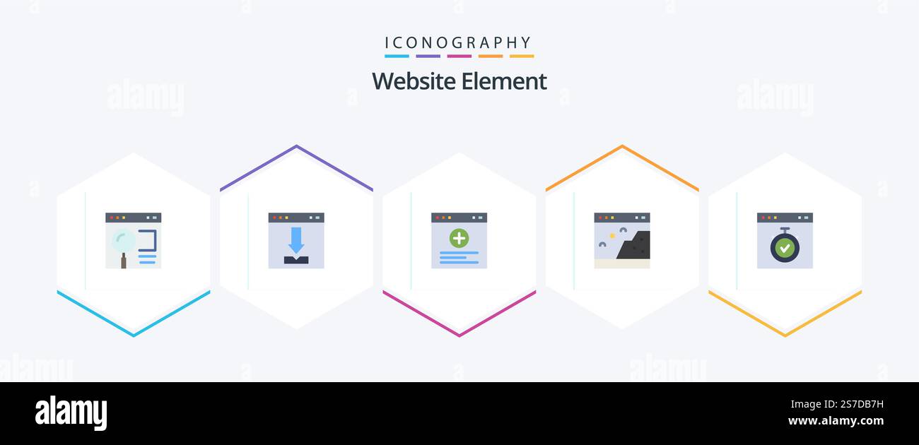 Website Element 25 Flat icon pack including picture. page. interface ...