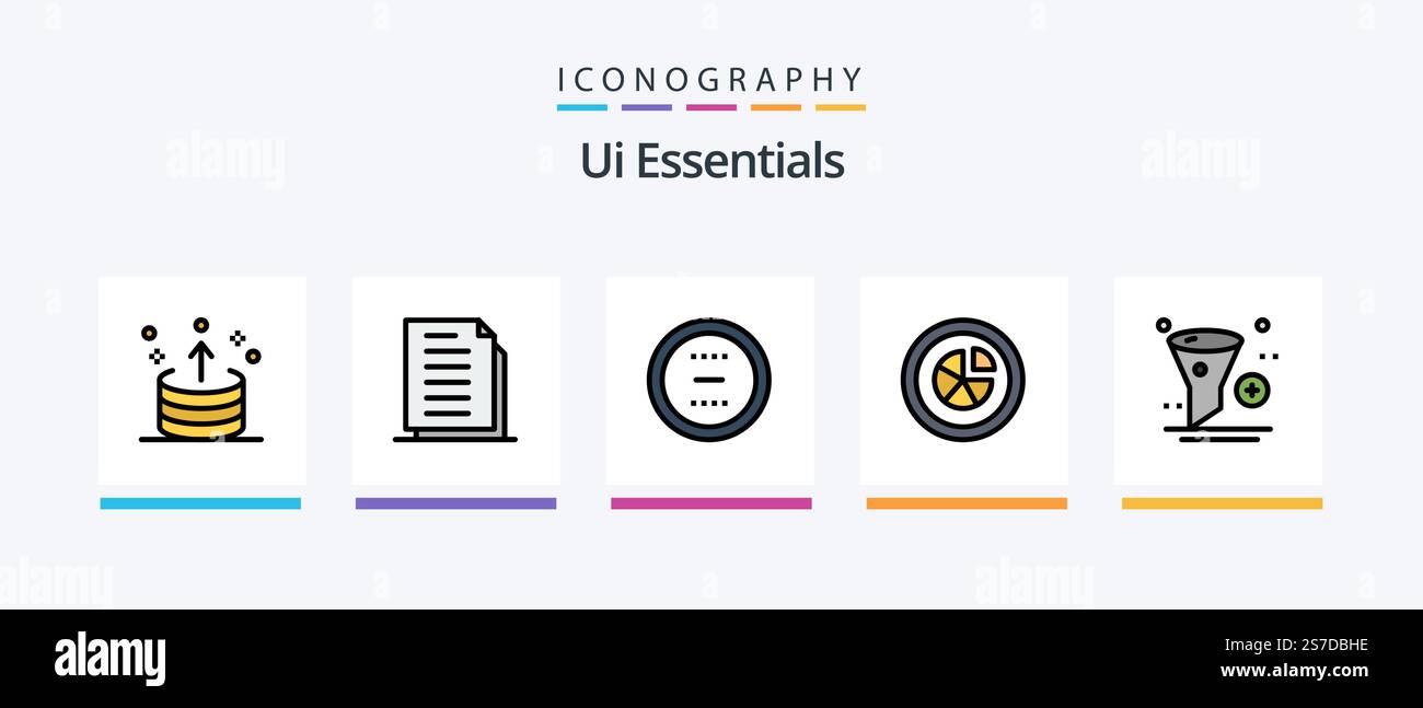 Ui Essentials Line Filled 5 Icon Pack Including close. cancel. design. remove. delete. Creative Icons Design Stock Vector