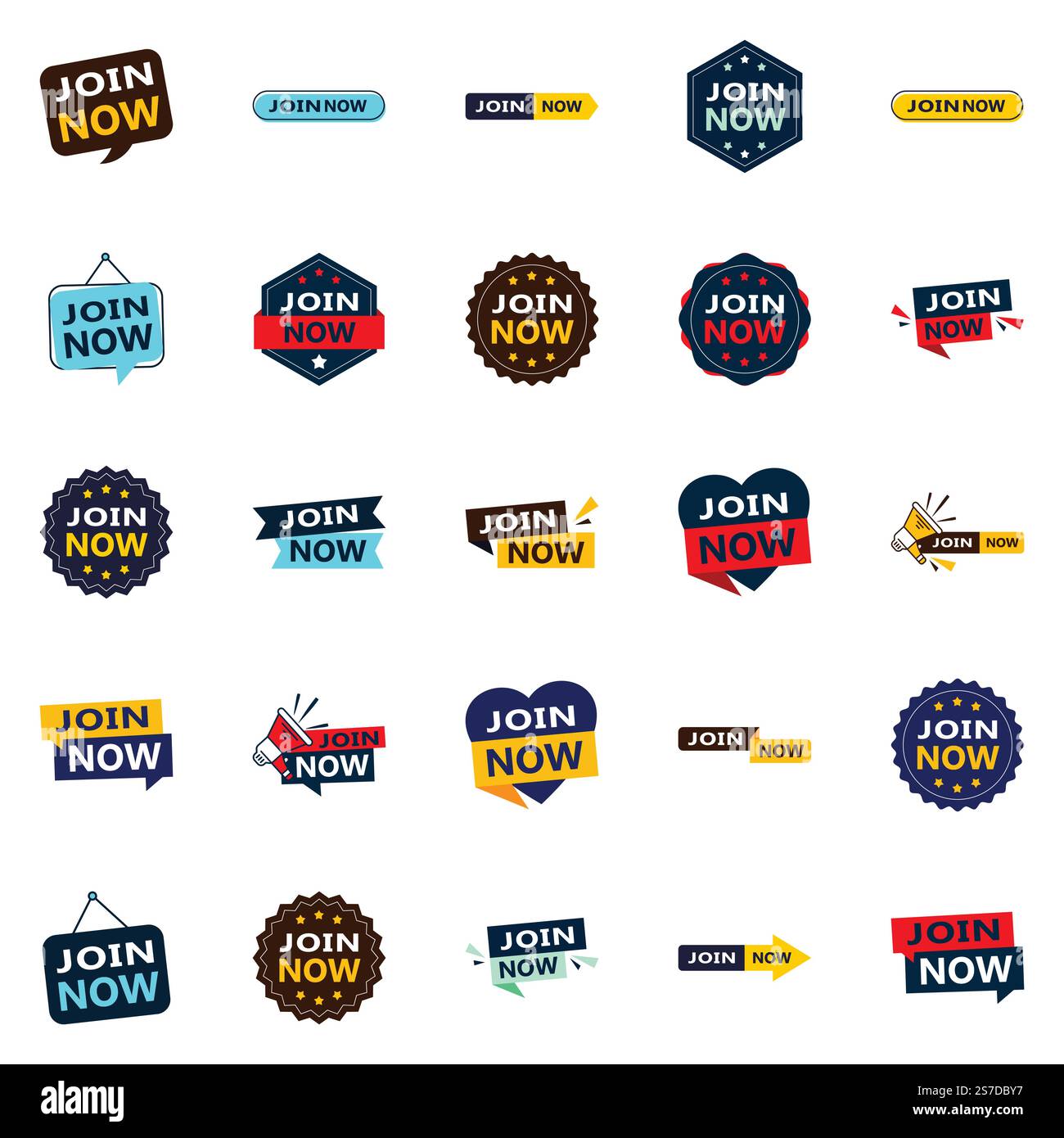 Join Now 25 High quality Typographic Elements to drive sign ups Stock Vector