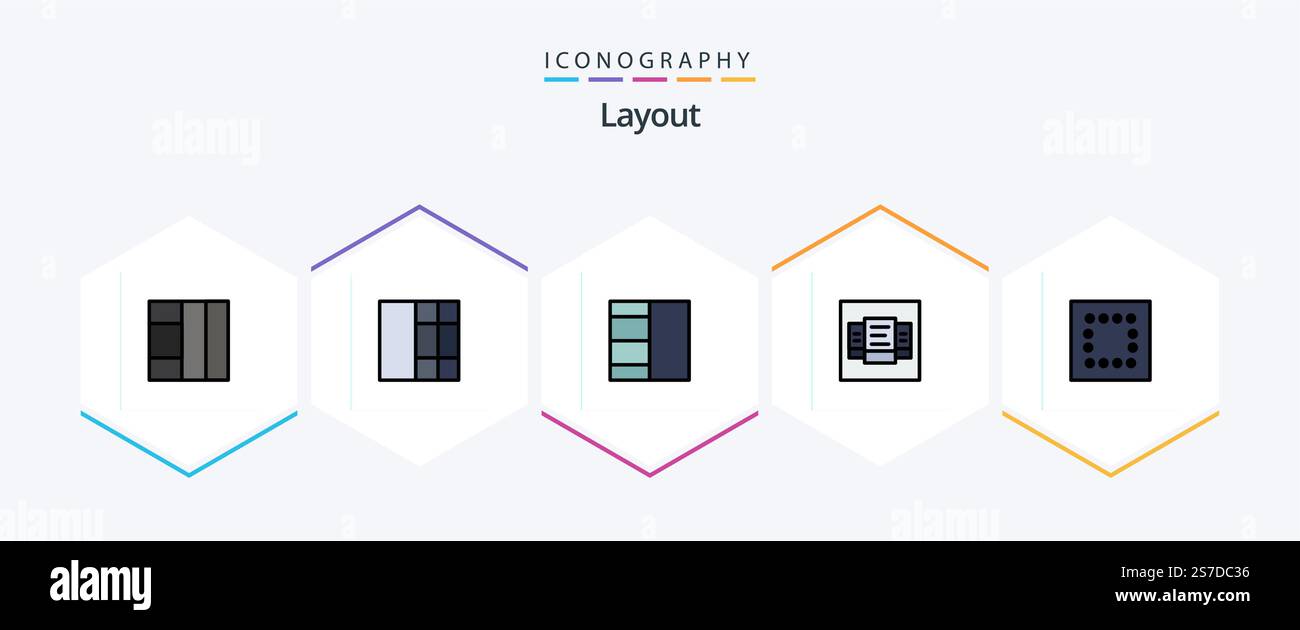 Layout 25 FilledLine icon pack including . minimize. Stock Vector