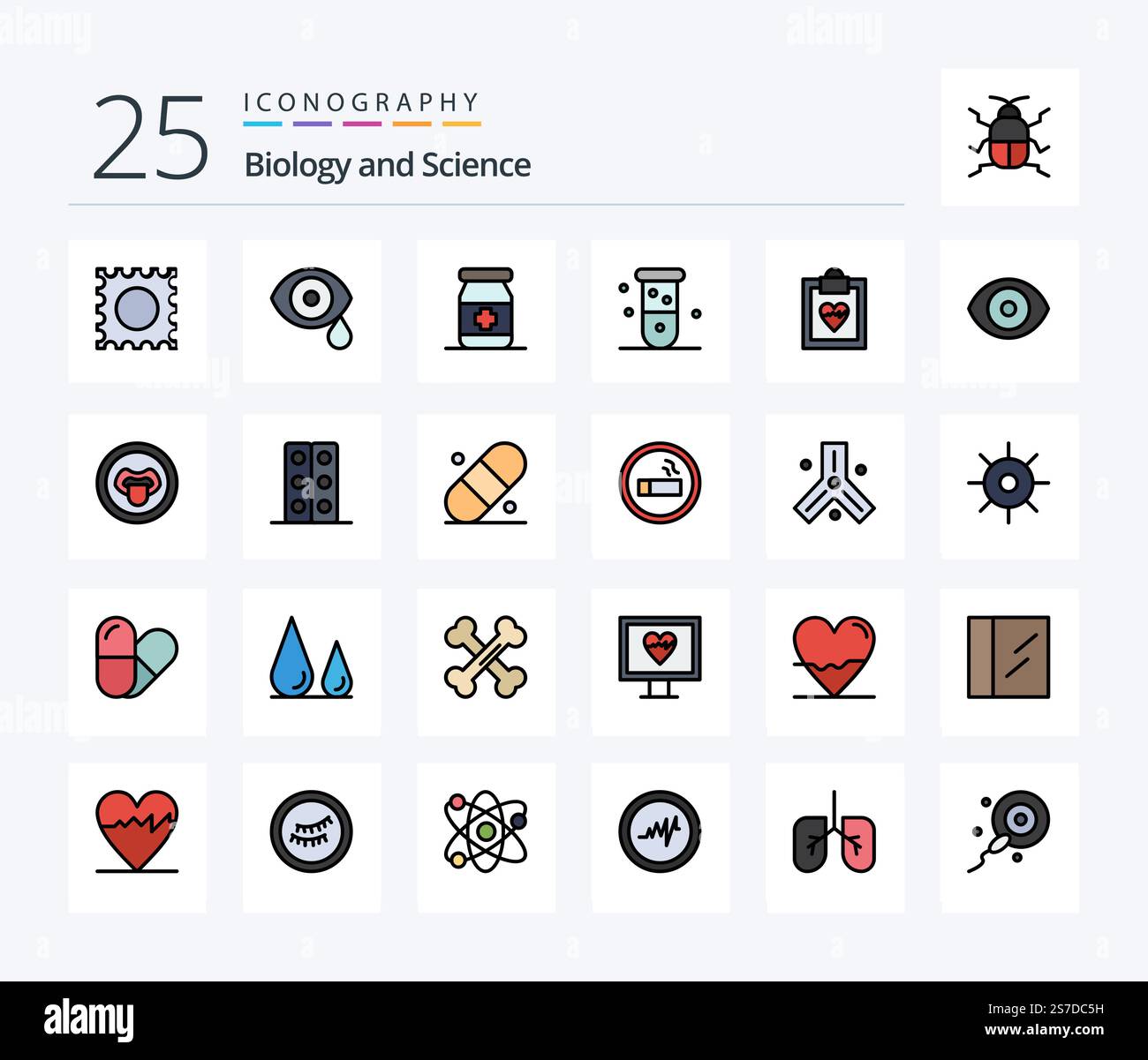 Biology 25 Line Filled icon pack including results. cardiogram. medical ...