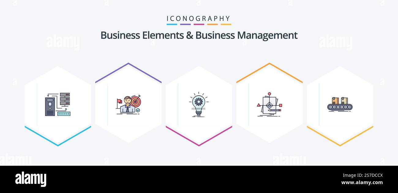 Business Elements And Business Managment 25 FilledLine icon pack ...