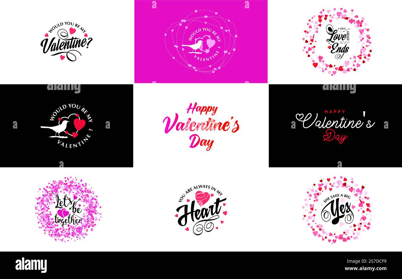 Happy Valentine’s Day hand lettering calligraphy text and heart ...
